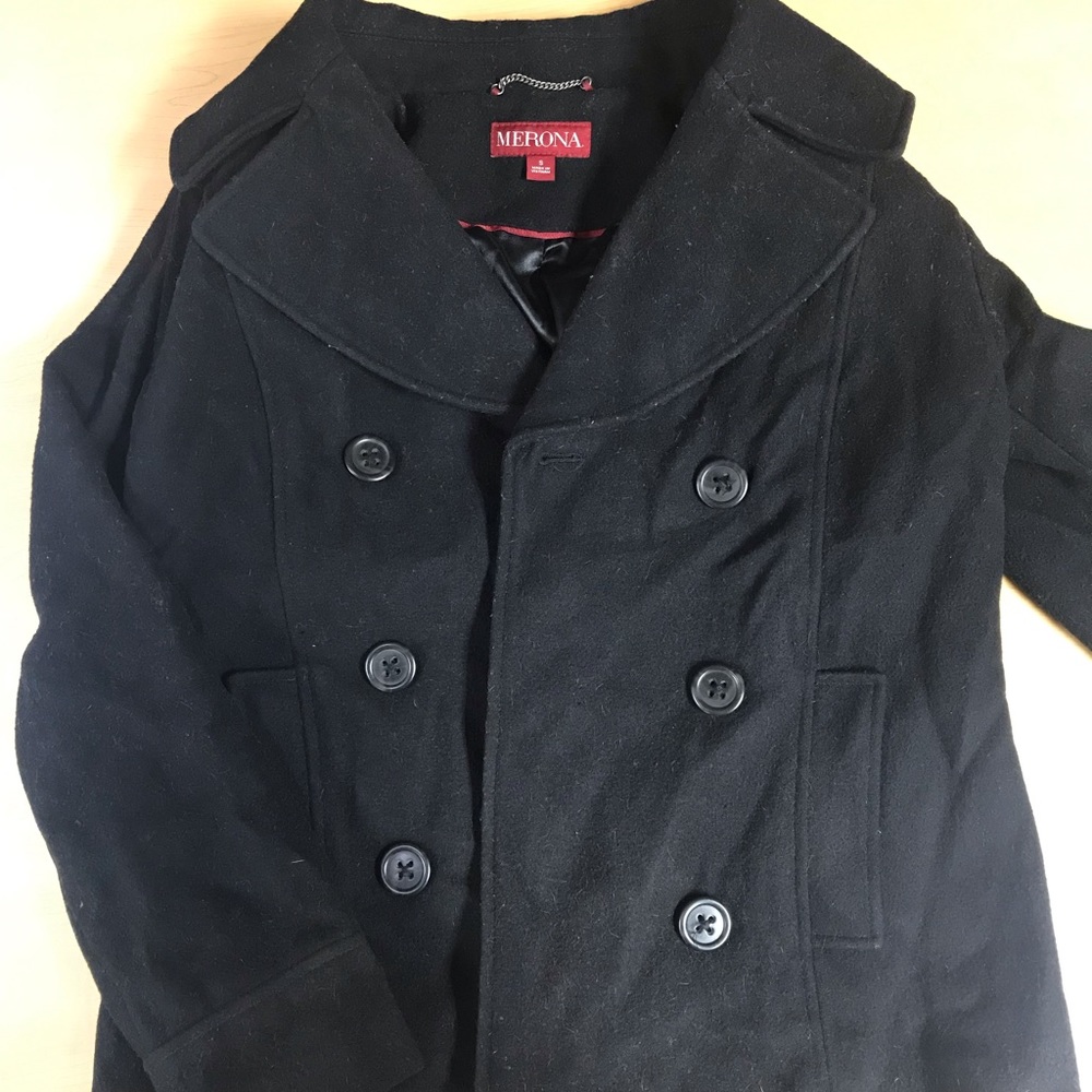 Merona black wool pea coat Small
